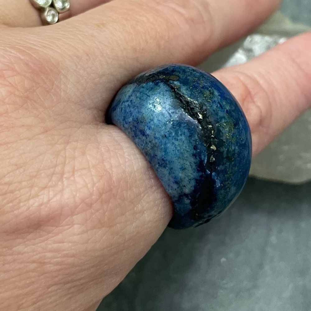 Large Lapis Lazuli Solid Blue Gemstone Statement … - image 8